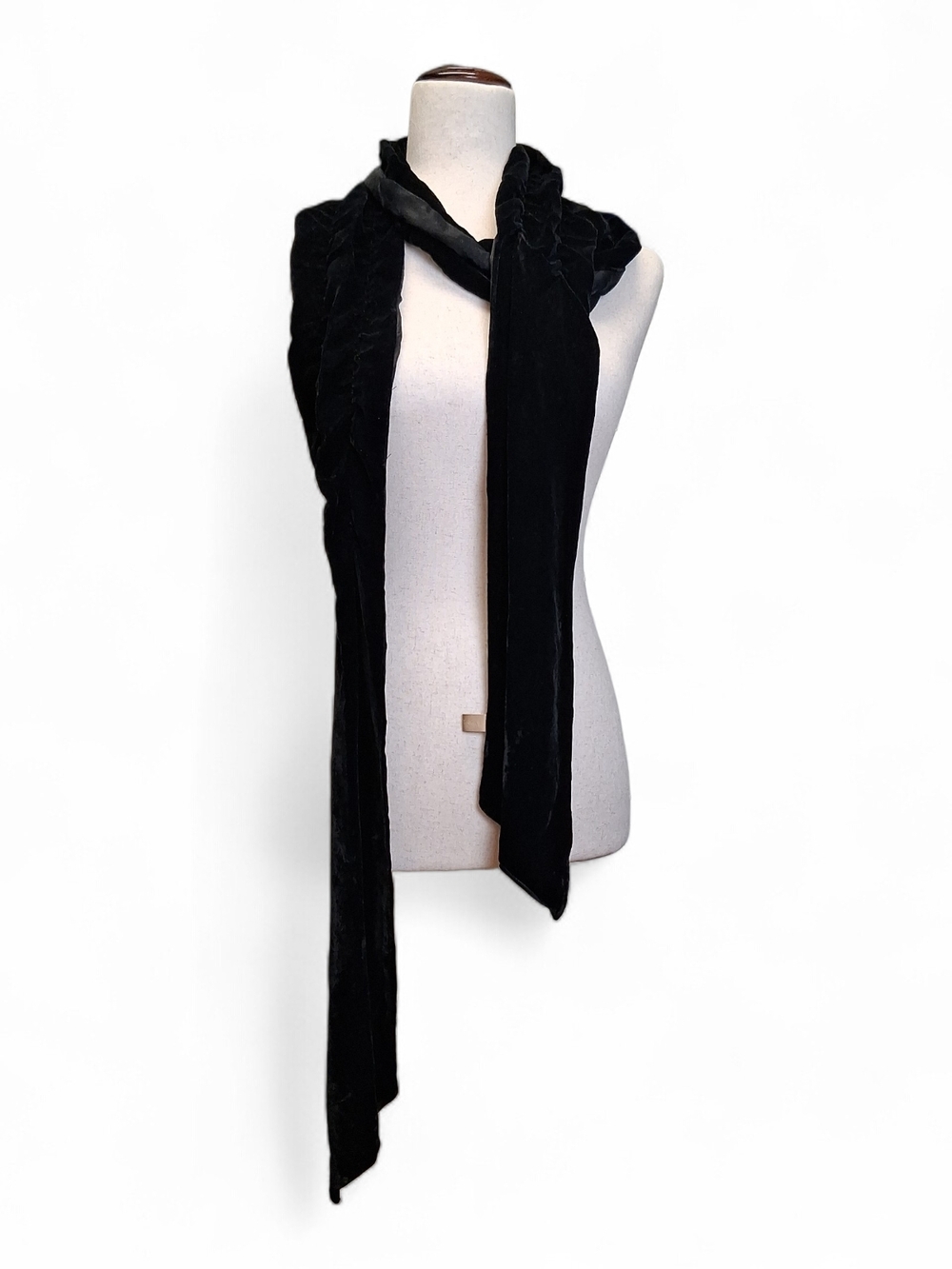 Nordstrom Women's Black Velvet  & Satin Scarf  5" X 100"